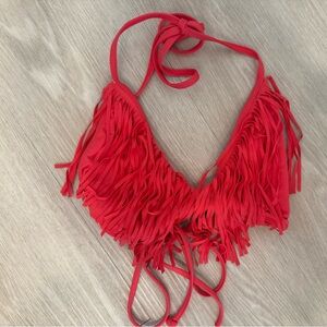 Lspace Red Fringe Halter Bikini Top - Women  worn once maybe
